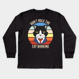 cat working retro Kids Long Sleeve T-Shirt